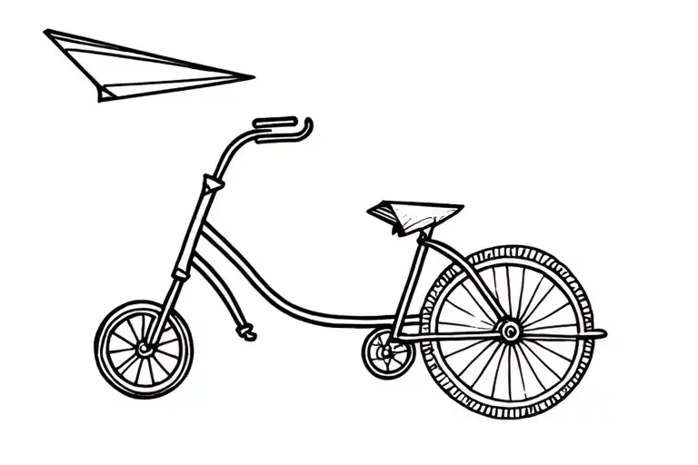 Tricycle With Floors And A Paper Airplane Flying