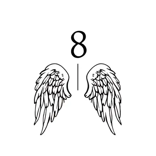 Angel Wings With Number 8 In Middle Of Wings