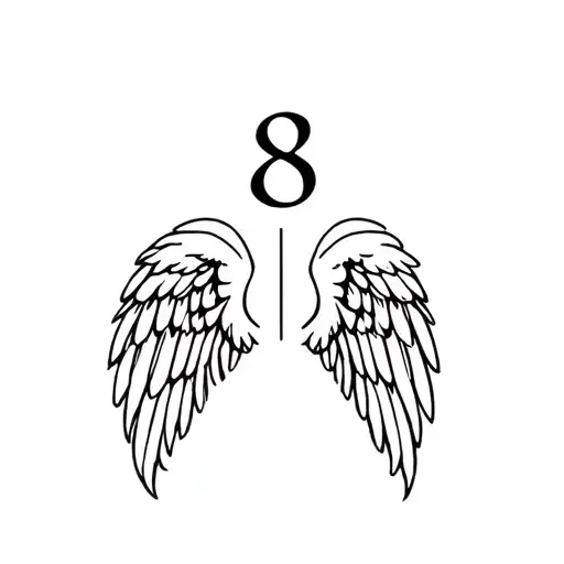 Angel Wings With Number 8 In Between Wings