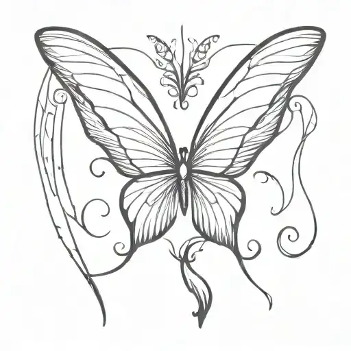 Pen Or Quill With Butterfly Wings