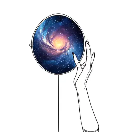 Hand Reaching Into Mirror Galaxy