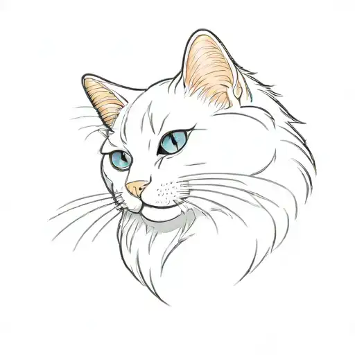 White Fluffy Cat With Heterochromia