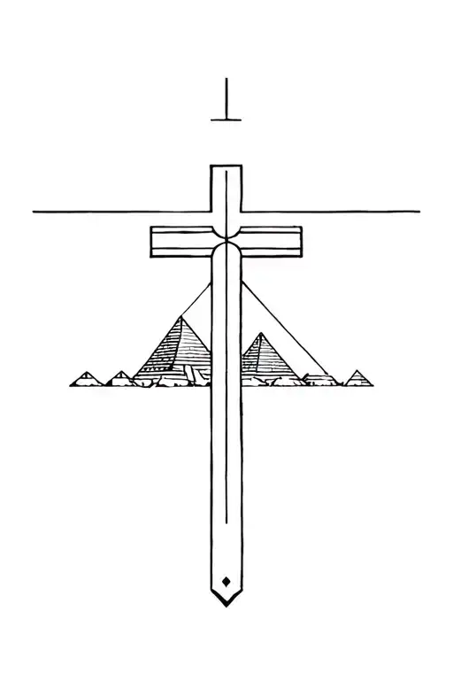 Cross Surrounded By Egyptian Pyramids