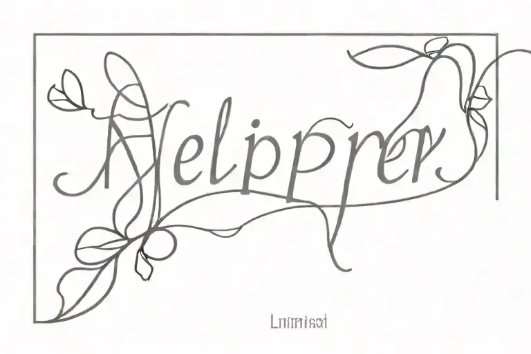 The Word Helper In Cursive With Roman Numerals Written Under