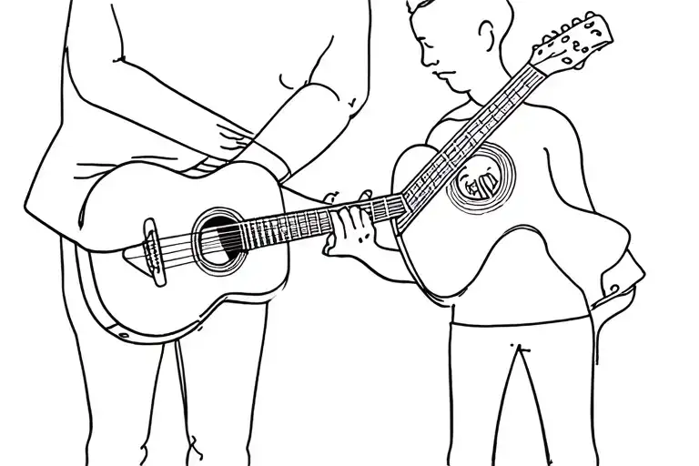 Create A Minimalist Father And Son Bonding Together With Guitars