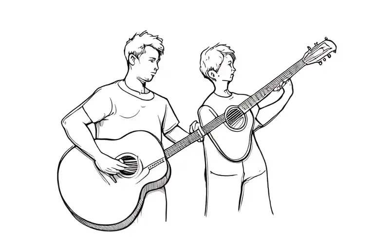 Create A Minimalist Father And Son Bonding Together With Guitars