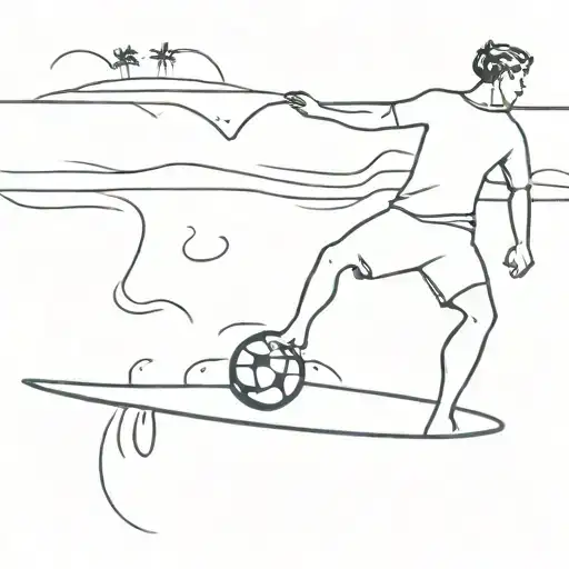 Surfer Playing Football