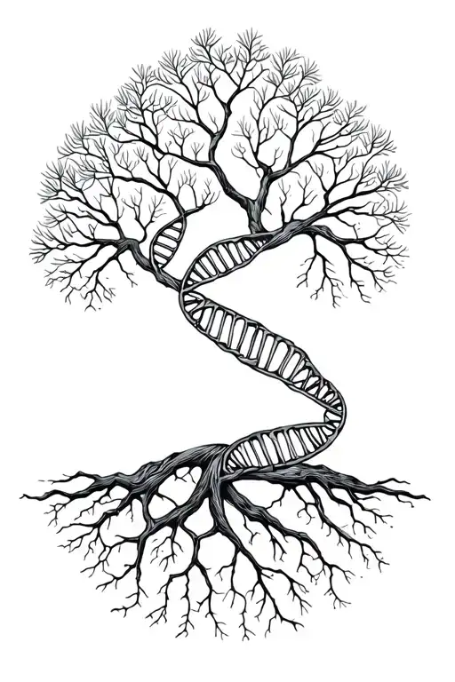 Tree Of Life With Human Dna Double Helix Intertwined