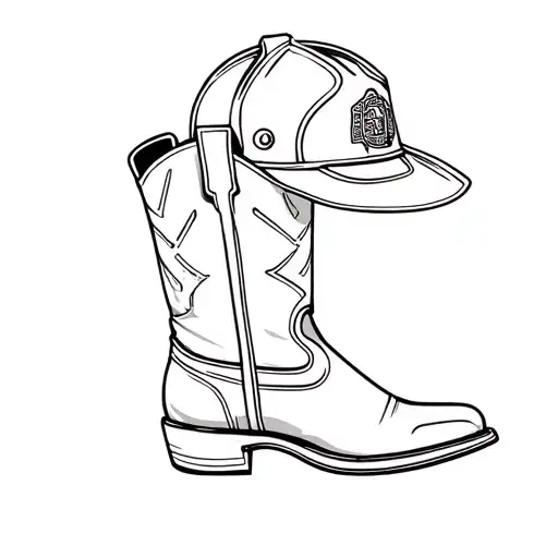 Cowboy Boot And Firefighter Helmet