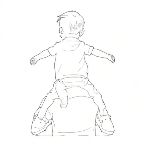 A Man Holding A Child On His Shoulders