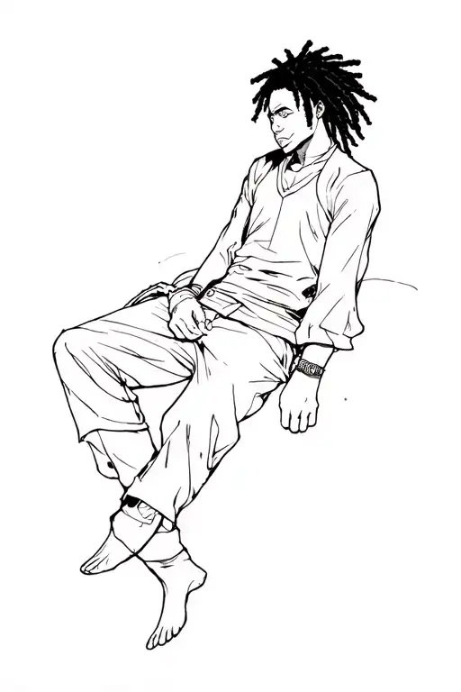 Afro Samourai Boondocks Riley With Dreadlocks Relaxing Floating