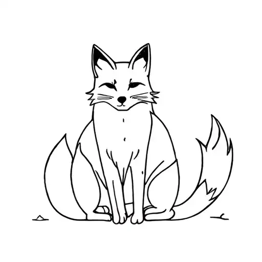 Fox And A Cat Sitting