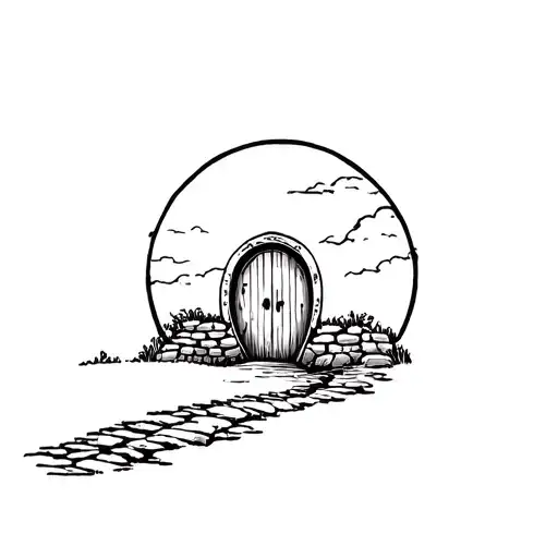 Round Hobbit Door Leading To A Path