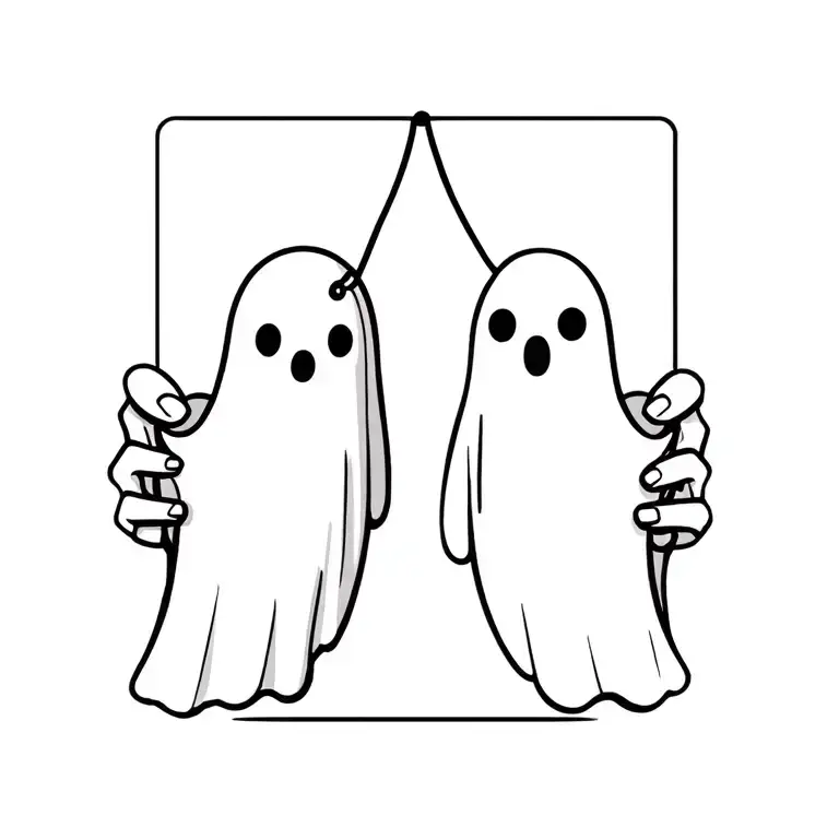 Matching Ghosts Holding String Phone