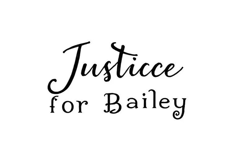 Small Cursive Back Tattoo Saying Justice For Bailey