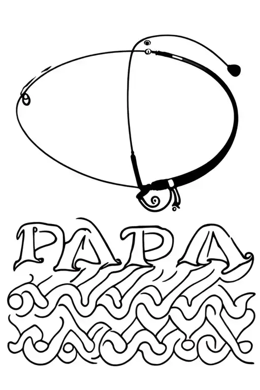 Fishing Pole With Fishing Line Spelling Papa