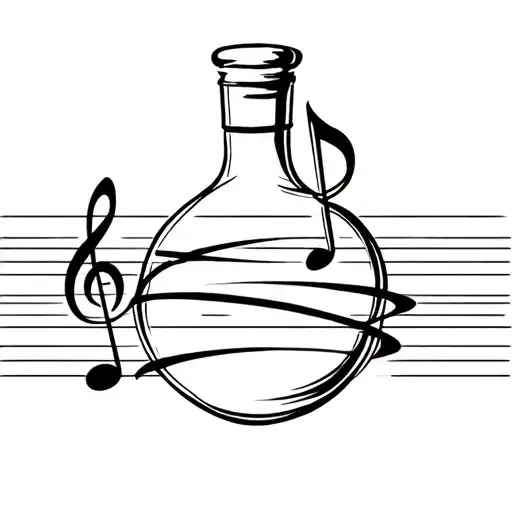Flask And Music Note Intertwined