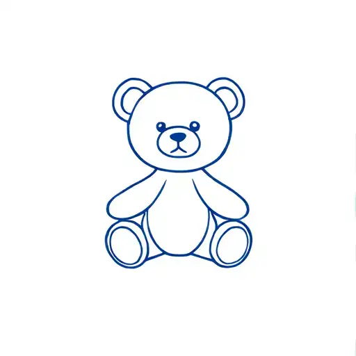 Small Teddy Bear Design With Delicate Blue Lines