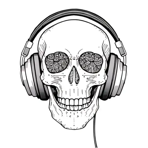 Dotwork Skull Wearing Headphones