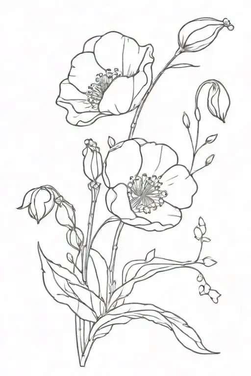 Poppy And Lily Of The Valley Flowers