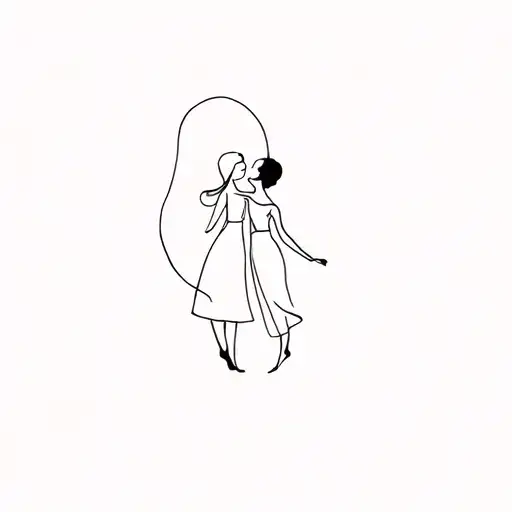 Two People Dancing Together Lines