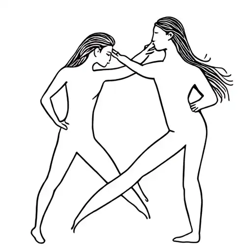 Two People Dancing Together Lines
