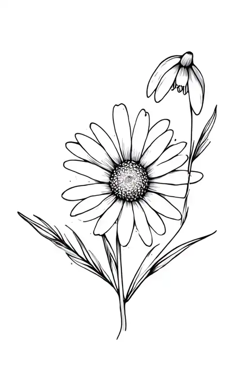 Modern Snowdrop Daisy Aster In One Line
