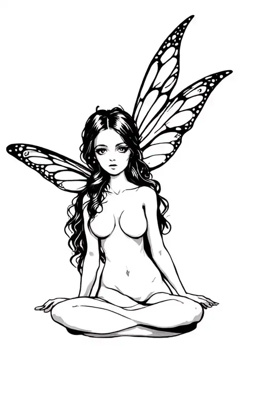 Cute Gothic Fairy Sitting Cross Legged