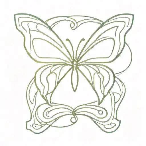 Fine Line Butterfly In A Cyber Tribal Design 4X4cm