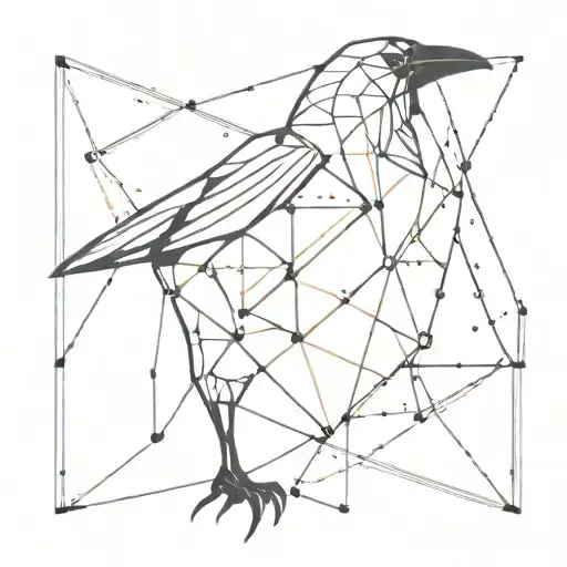 A Geometric Tattoo Of A Raven And Fox Made Up Of Coding Symbols And Lines