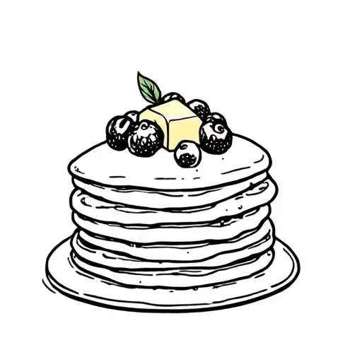 Pancake Stack With Butter And Berries On Top