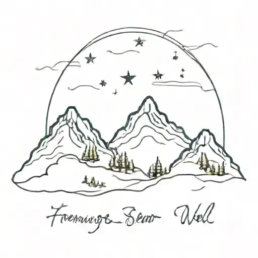 3 Stars Over A Mountain With The Words I Remember It All Too Well Underneath Simple Line Art
