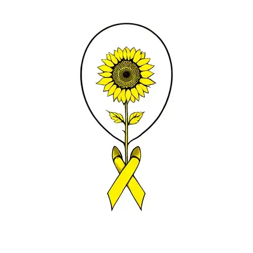 Sunflower With Yellow Endometriosis Awareness Ribbon