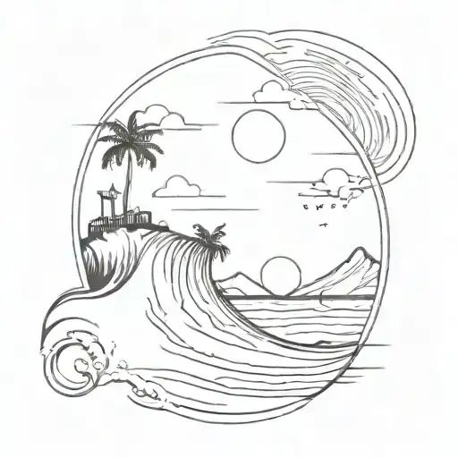 Surf Beach Sunset Minimalist