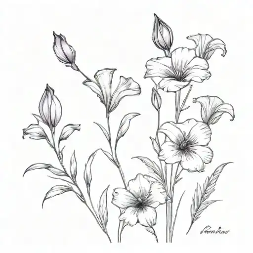 Bouquet Flowers Violet Daisy Gladiolus Morning Glory Cosmos