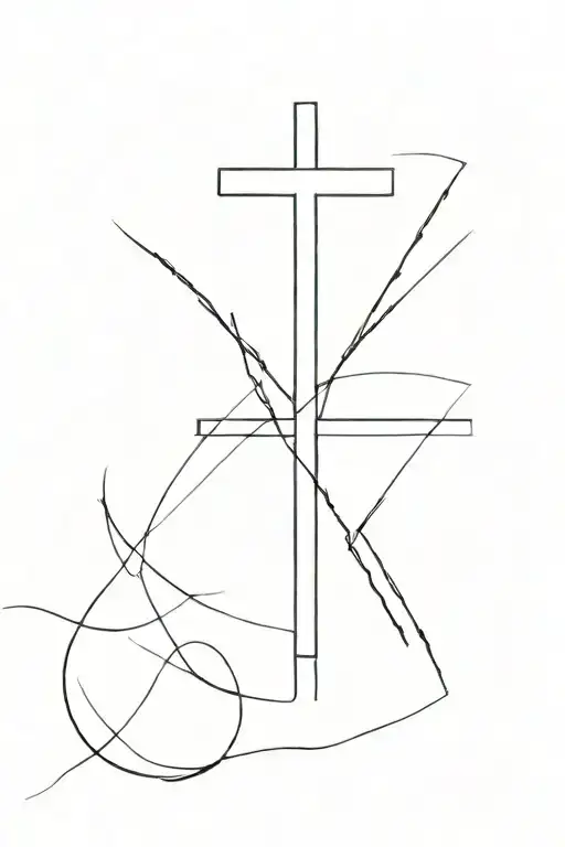 White Cross With Black Grain Lines