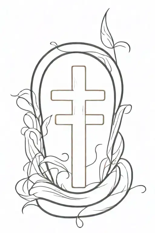 White Wooden Cross With Black Grain Lines
