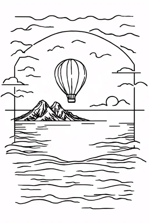 Table Mountain With Sea And A Balloon