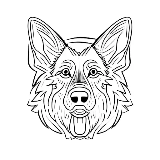 Outline Of German Shepherd With Tip Of Left Ear Missing