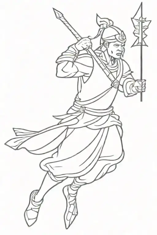 Chinese Warrior Holding A Spear