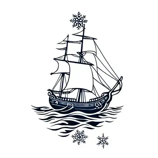 Snowflake And Viking Ship Sailing