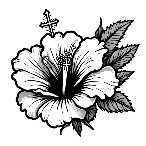 Hibiscus With Cross Outline