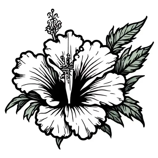 Hibiscus With Cross Outline
