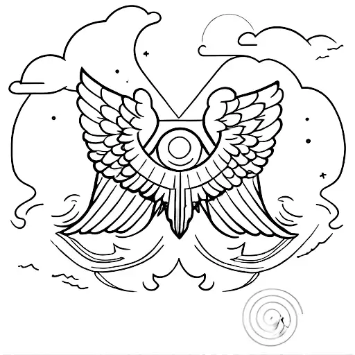 A Minimalist Tattoo Of Icarus Flying Towards The Sun With Open Book Pages As Wings