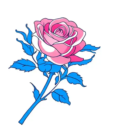 Blue Pink And A Rose In Bud