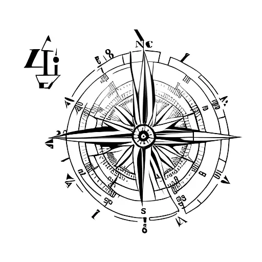 A Minimalist Tattoo Of A Compass With The Coordinates Of Their Favorite Travel Destination