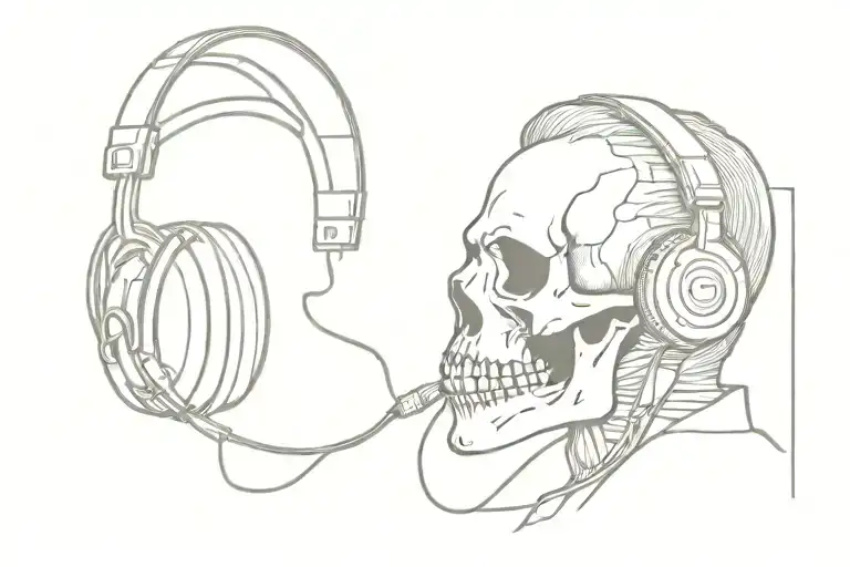 Skull Wearing Headphones