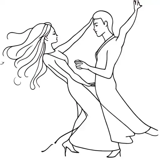 Couple Dancing Line Art Minimal