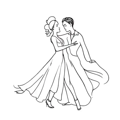 Couple Dancing Line Art Minimal Unisex