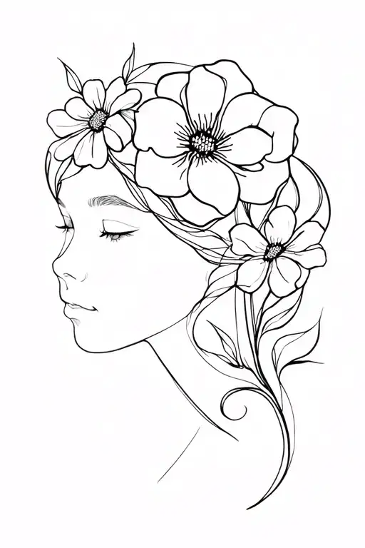Flower And Girl Face